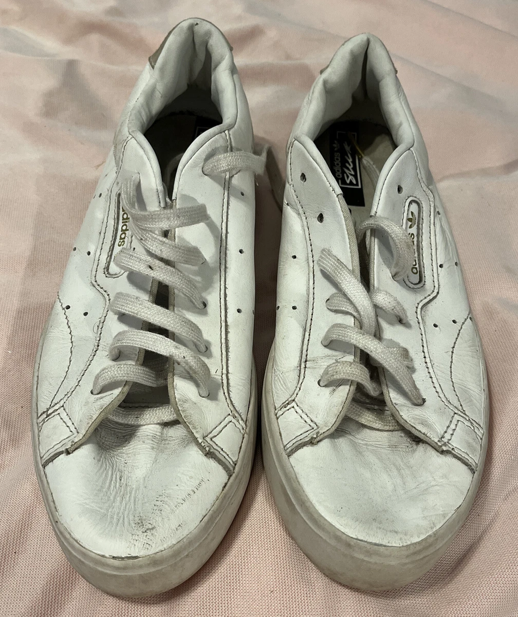 Adidas Womens Sleek DB3258 White Casual Shoes Sneakers Size 9.5