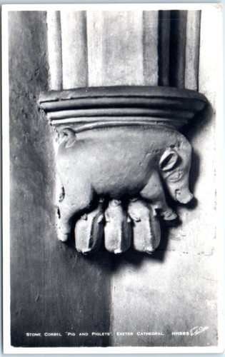 Unbespielt - Steinkorbel "Schwein und Ferkel", Exeter Cathedral, Großbritannien