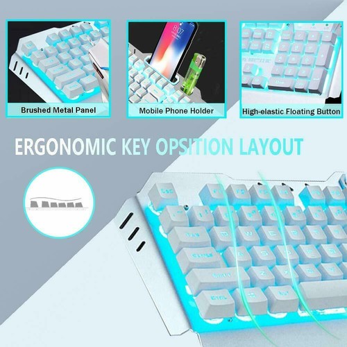 Set mouse tastiera da gioco ricaricabile sensazione meccanica LED arcobaleno - Foto 10 di 15