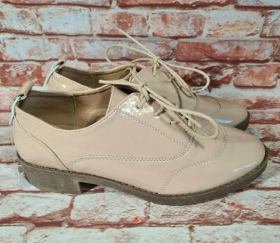BNWT Ladies Sz 6 Anko Blush Lace Up Glossy Sturdy Sole Heeled Shoes