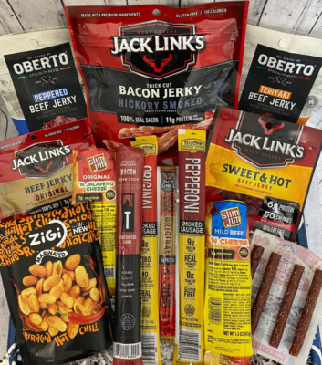 Beef Jerky Gift Box, Gift for Men, Man Cave Gift, Jerky Sticks, Jerky Basket