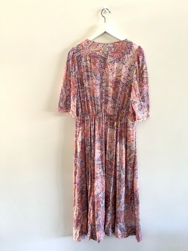 Sussan Midi Dress Size 16 Pink Purple Paisley Print Short Sleeve - Picture 6 of 11