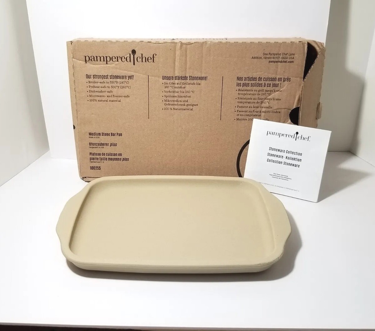 Pampered Chef Stone Bar Pan 13” x 9” Medium Unused #100255 USA