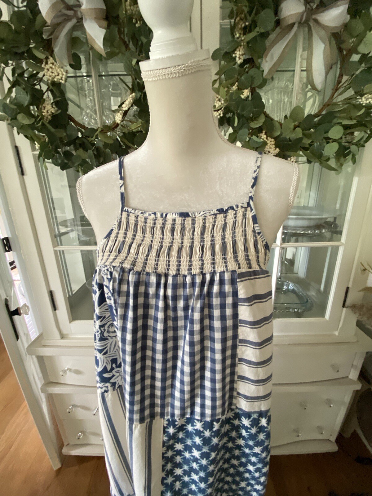 Universal Thread Blue White Patchwork Maxi Boho P… - image 3