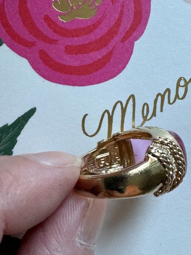 Pink Jelly Ring w/ Crystals + Gold Plating - Picture 7 of 7