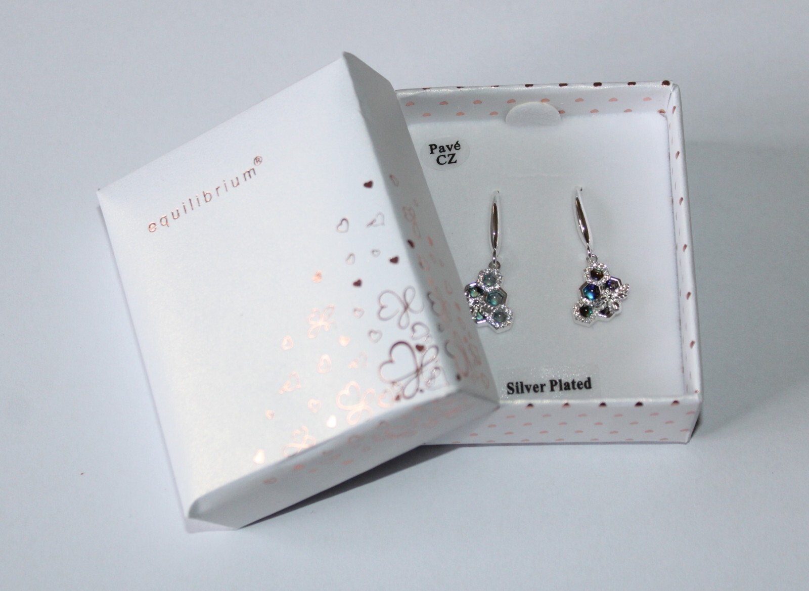 Paua Shell Honeycomb & Bee Silver Plated Earrings By Equilibrium