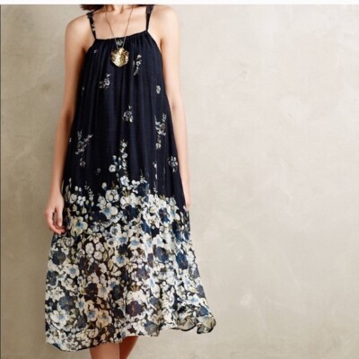 anthro blue floral dress Anthro Adelyn Rae Blue Boho Floral