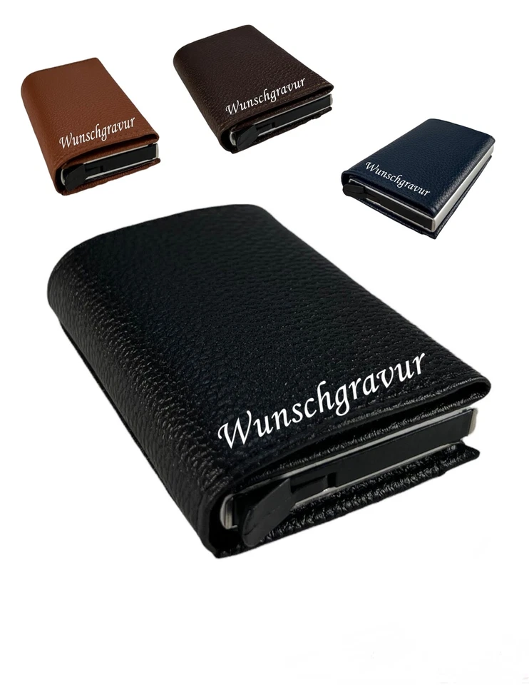 Kartenetui mit Gravur aus Leder Portmonee Wallet Kreditkartenetui Geldbörse Name - Bild 1 von 1