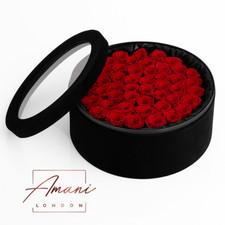 Roses Eternal Preserved Forever Red Flowers in a Premium Velvet Case with Window