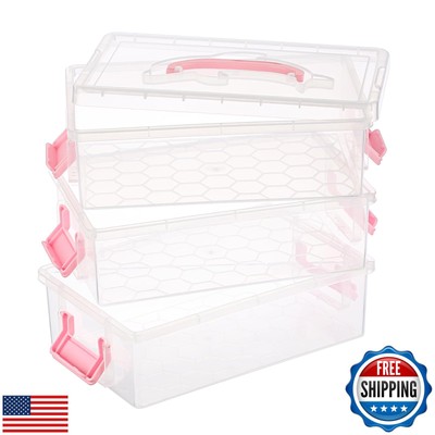 BTSKY 3 Layers Dolphin Clear Plastic Pencil Box - Multipurpose Pencil Case Cr