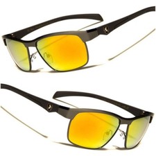 Stylish Modern Elegant Dapper Upscale Rectangle Yellow Mirrored Lens Sunglasses