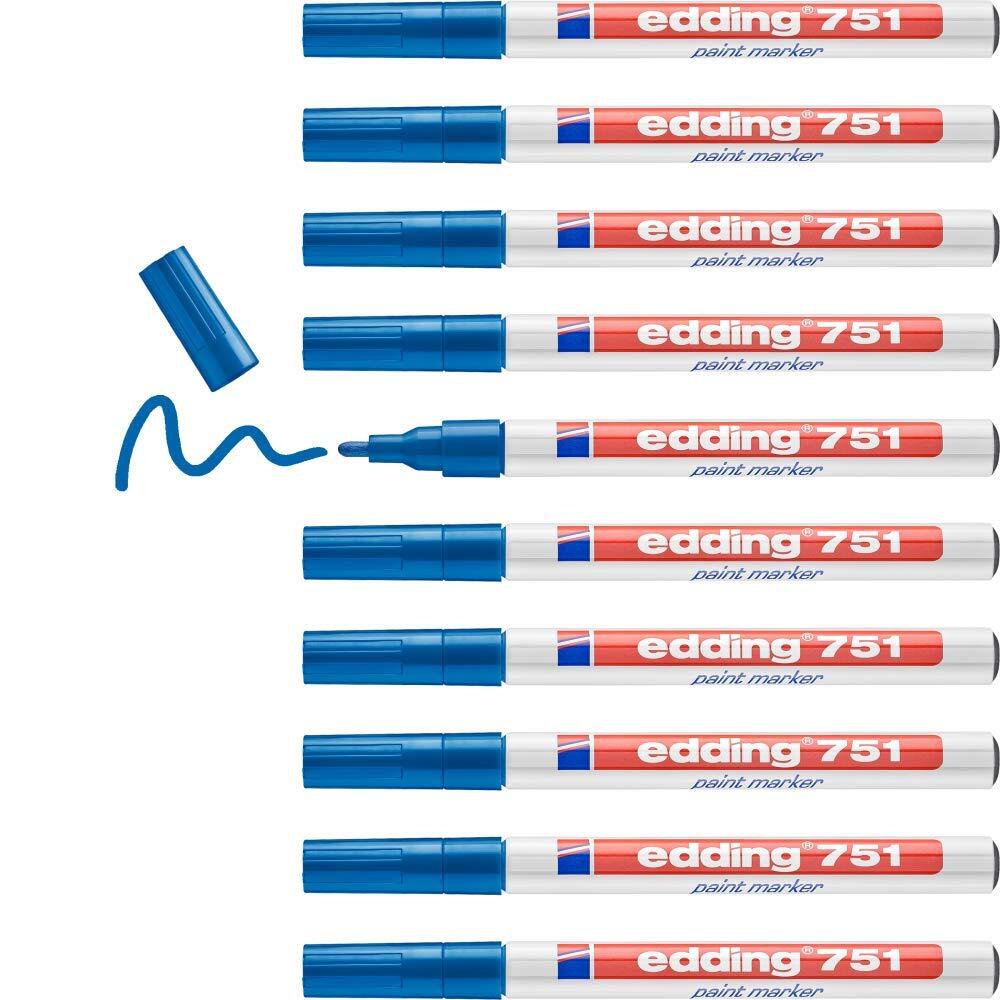 edding 751 paint marker - blue - 10 pens - round tip 1-2 mm - paint marker for m