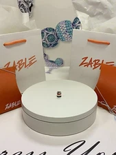 STERLING SILVER ZABLE 🇫🇷 BEAD, FBZ-958 (ZG) RED&WHITE&BLUE ENAMEL, FRANCE