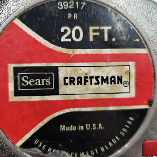Sears Craftsman Vintage 20 FT Measuring Tape 39217 White Blade Red Button USA - Picture 4 of 24