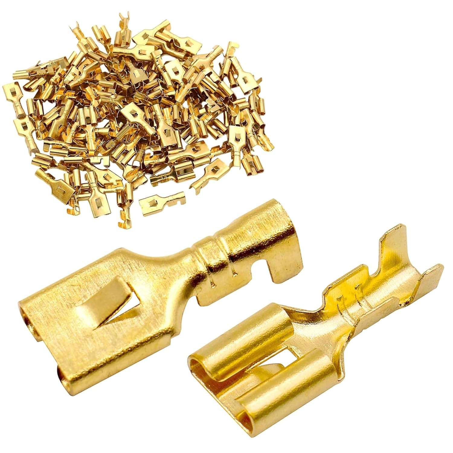 Female Spade Quick Splice Crimp Terminals 6.3mm Crimp Connector Non Insulated...