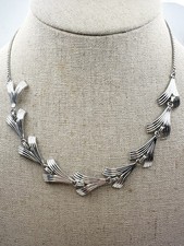 Collana Loran Sim Vintage Modernariato Argento Sterling Foglia 16"