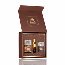 LATTAFA KHAMRAH QAHWA 3PC GIFT SET EDP 3.4FL.OZ  100ML, EDP 0.4FL.OZ