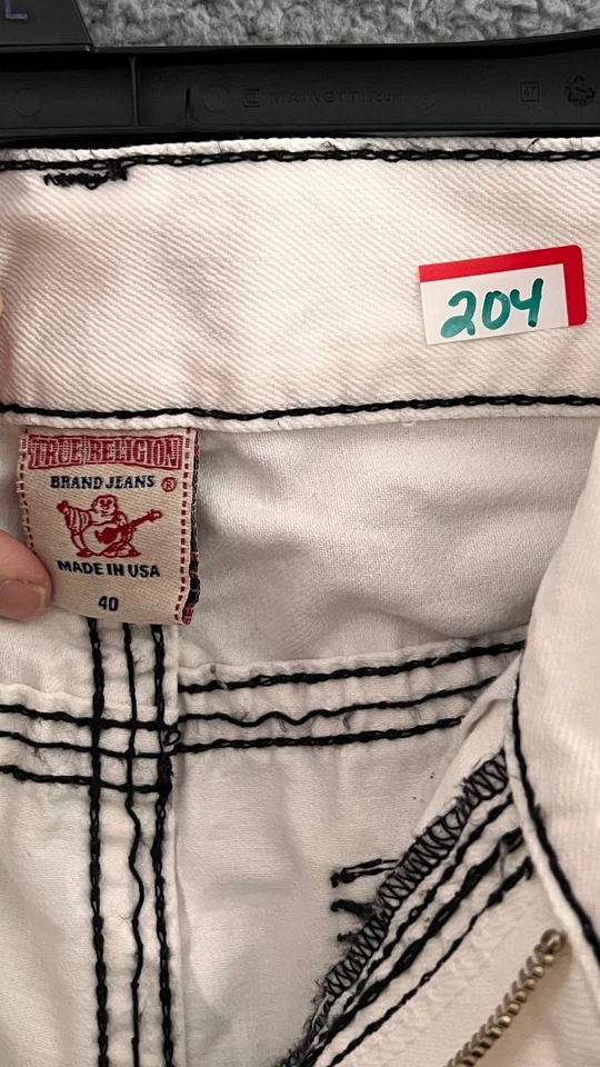 Jeans masculino vintage True Religion tamanho 40x34 RICKY SUPER T branco ponto preto - Imagem 3 de 4