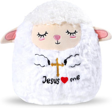 Lamb Baptism Gifts for Girl Boys, Jesus Love Me Plush Lamb Stuffed Animal Kids,