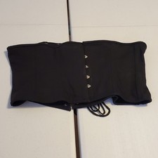 Women's Black Underbust Corset Bustier Top Size 40 Lace Up Busk Closure