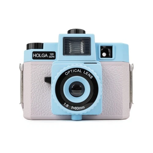 Holga 120 GCFN Camera Blue Pink with Flash and Glass Lens Medium Format 120