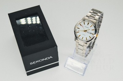 Sekonda 1027CKX PC33A Stainless Skeleton Hands Day Date 37.5mm Boxed Gents Watch