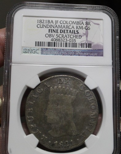 1821 Ba JF (COLOMBIA) 8 REALES (SILVER) CUNDINAMARCA --FINE DETAILS --NGC--