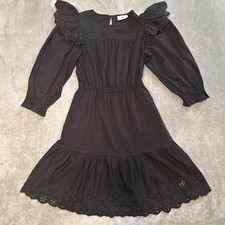 Universal Thread Dress Women XS Black Eyelet Tiered Dark Cottagecore Peasant