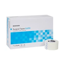 McKesson White Silk-Like Cloth Medical Tape 1" x 10 Yd 1 Box 12 Rolls/Box