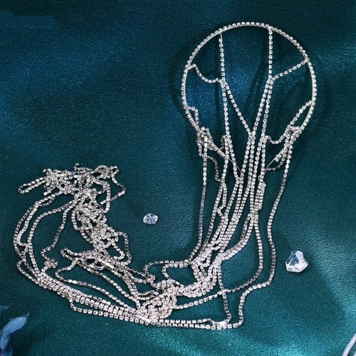 Fringed Head Covering Hair Chain Crystal Headchain Headband Club Hair Jewelry - Picture 6 of 8