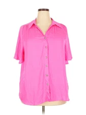 GiGio Women Pink Short Sleeve Blouse 2X Plus