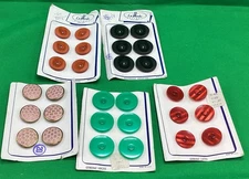 Vintage La Mode Buttons on board 5 sets of 6, Large, Free Shipping