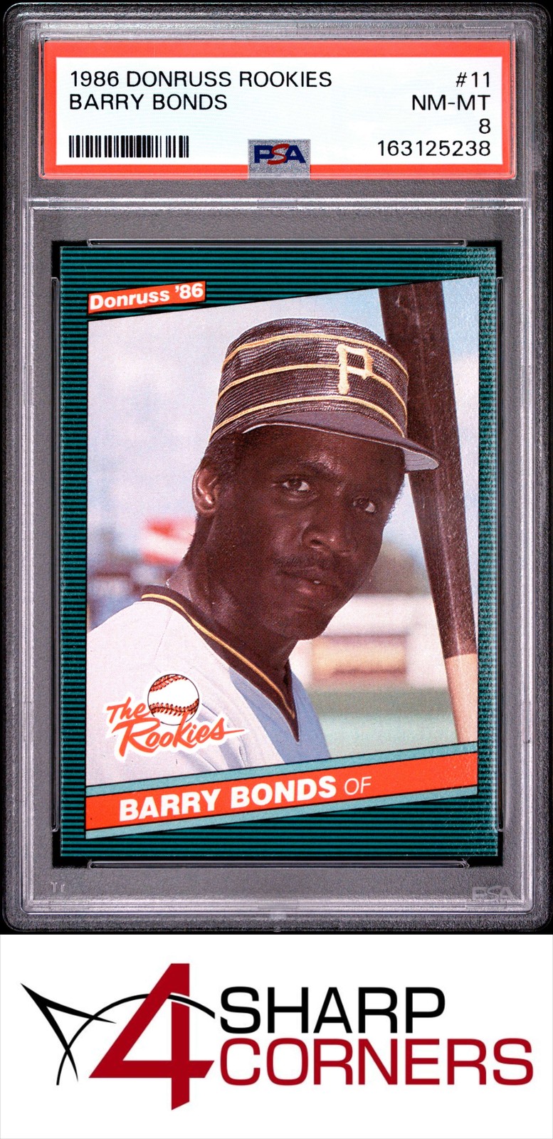 1986 DONRUSS ROOKIES #11 BARRY BONDS RC PIRATES PSA 8 view 1