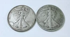 LOT OF 2 WALKING LIBERTY SILVER HALF DOLLARS 90% SILVER FREE SHIPPING #8982
