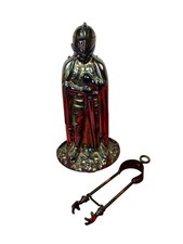 Vintage Bilston Knight Fireside Companion Set Emailliertes Gusseisen Mitte 20. Jh.