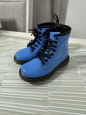 Dr. Martens 1460 T Kids Boots Blue Patent Leather Bouncing Soles US 8 Toddler