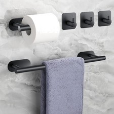 Versatile 5-Piece Matte Black Bathroom Accessories Set - Modern Rust-Resistant