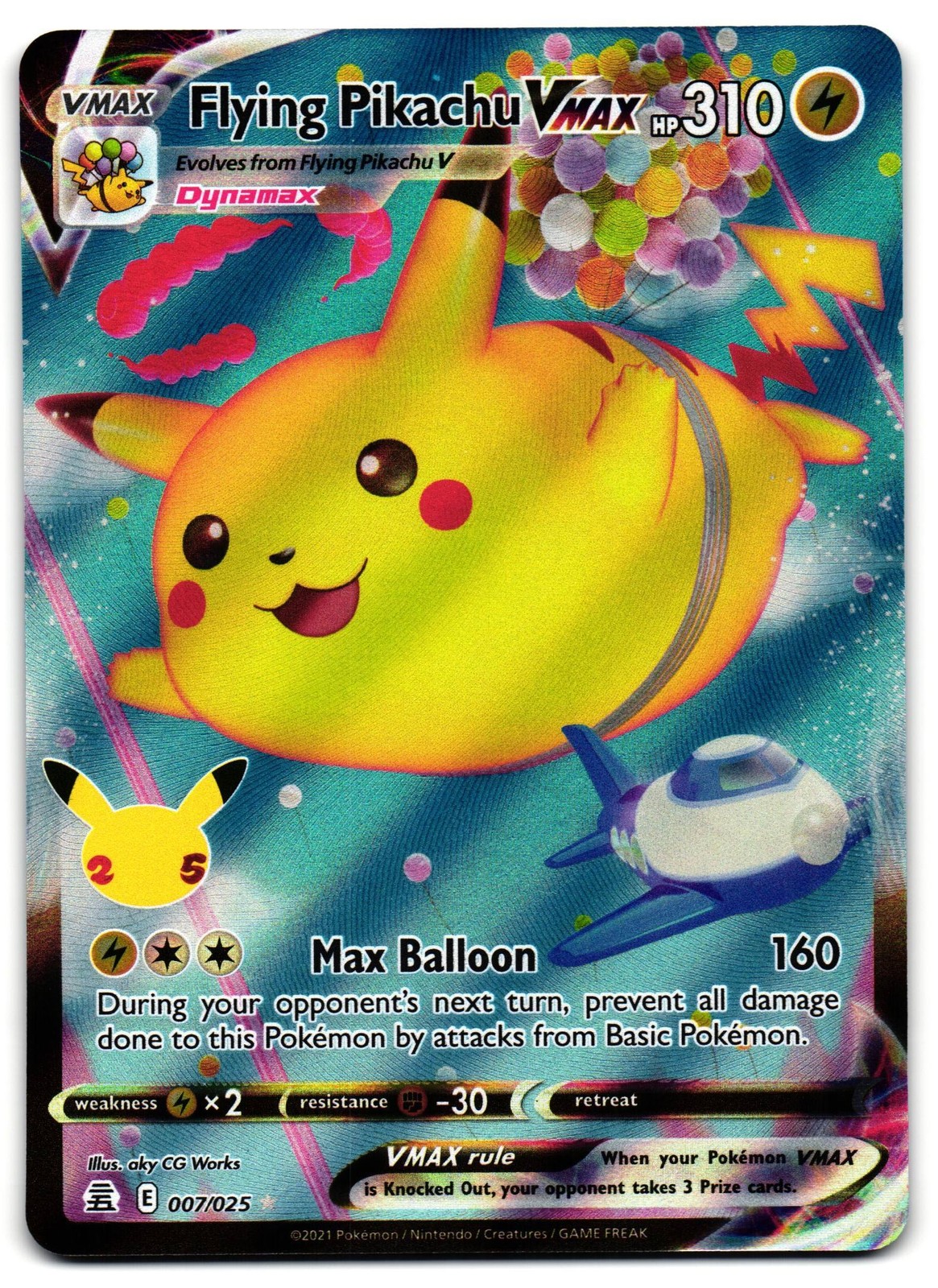 Flying Pikachu VMAX 007/025 - Celebrations Rare VMAX Pokemon TCG Holo - NM Card