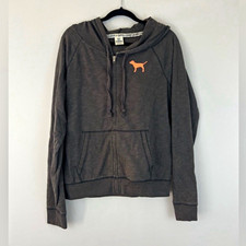 Victoria's Secret PINK Women's Gray Logo Full Zip Hoodie w/ Pockets Size M