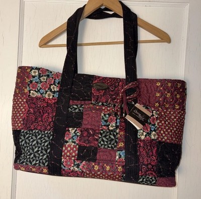 Donna Sharp Ella s Garden Faith Quilted Large Shoulder Duffel Tote Gym Bag NWT