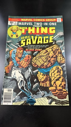 Marvel Two In One #21 KEY 1st App Blacksun Doc Savage Marvel 1976 HIGH GRADE - Picture 1 of 8