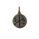 Sterling Silver Chi Rho Alpha Omega Pendant – 14mm Christian Symbol Stamped 925