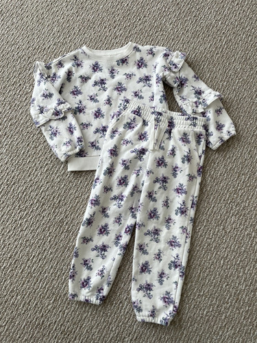 Janie And Jack Floral Sweatsuit Ruffles Girl 5 - Picture 1 of 9