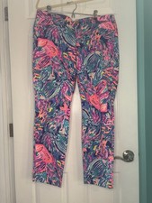 Lilly Pulitzer Kelly Skinny Ankle Pants True Blue Seas the Day EUC Sz 12