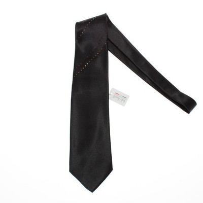 Italo Ferretti NWT Black Neck Tie w/ Red & Orange Swarovski Crystals 100% Silk