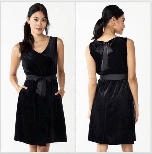 New Womens Draper James RSVP Dress XXL Black Velvet Tie Waist Sleeveless