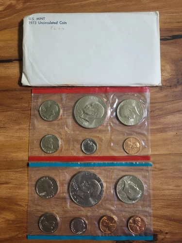 1973 Uncirculated Coin Set U.S Mint Denver Philadelphia OGP, 13 Coins Total