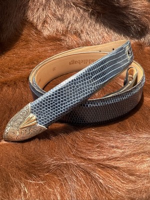 SADDLEBAGS Blue Select Java Lizard Genuine Leather Belt 33