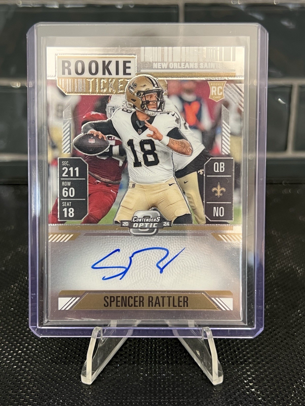 2024 Panini Optic Contenders Spencer Rattler Silver Rookie Ticket Auto RC #116
