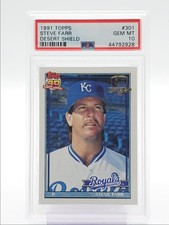 STEVE FARR 1991 TOPPS DESERT SHIELD BASEBALL ROYALS GEM PSA 10 Q7113